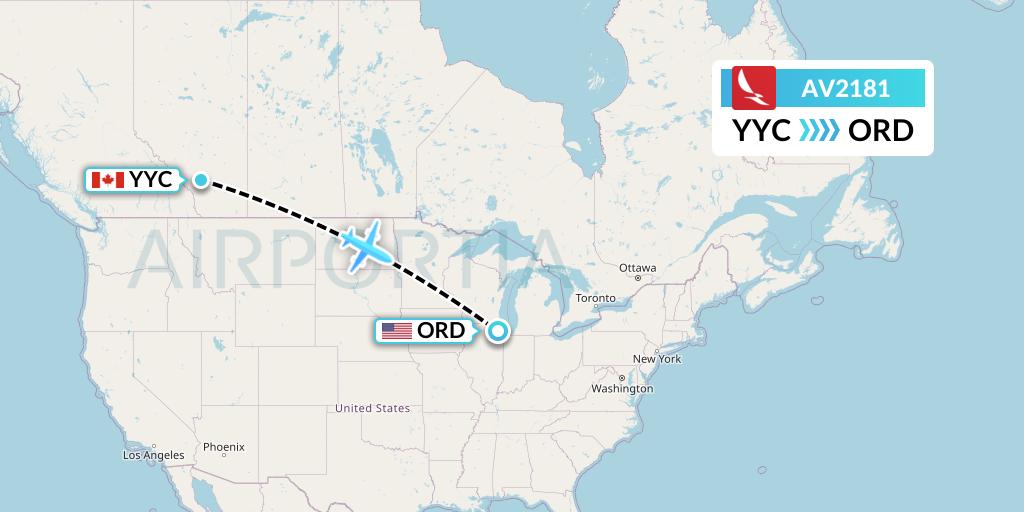 AV2181 Avianca Flight Map: Calgary to Chicago