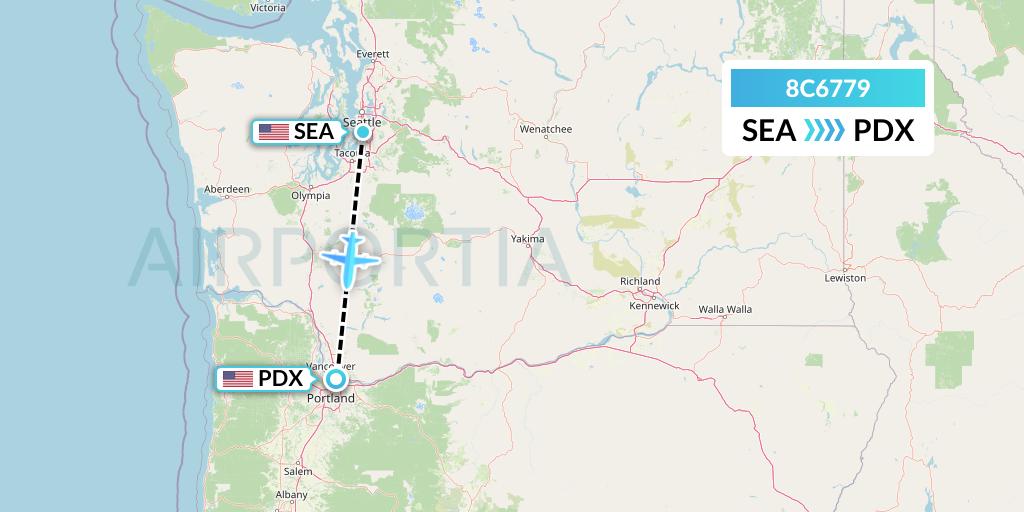 8C6779 Air Transport International Flight Map: Seattle to Portland