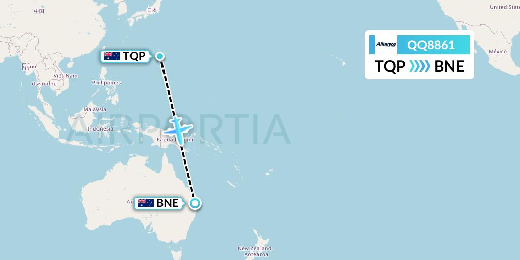 QQ8861 Alliance Airlines Flight Map: Cloncurry to Brisbane