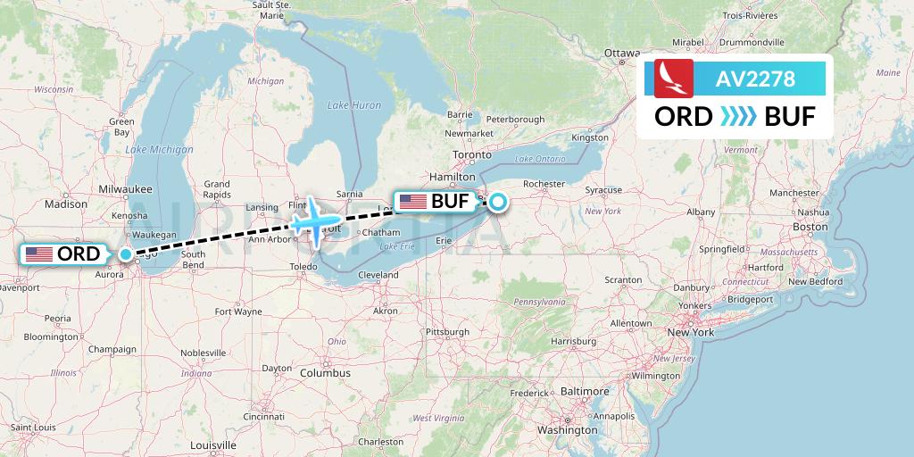 AV2278 Avianca Flight Map: Chicago to Buffalo