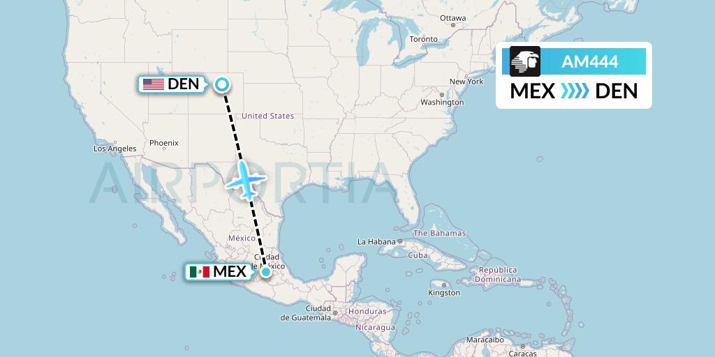 AM444 Aeromexico Flight Map: Mexico City to Denver