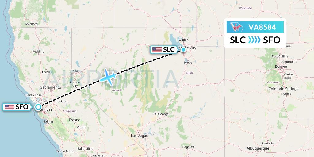 VA8584 Virgin Australia Flight Map: Salt Lake City to San Francisco