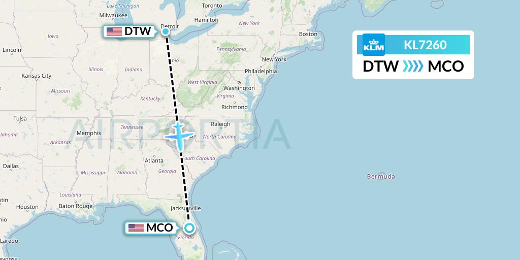 KL7260 Flight Status KLM Detroit to Orlando (KLM7260)