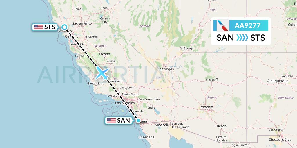 AA9277 American Airlines Flight Map: San Diego to Santa Rosa