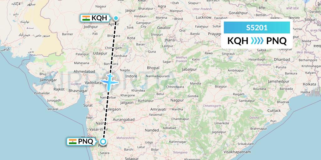 S5201 Star Air Flight Map: Jaipur to Pune