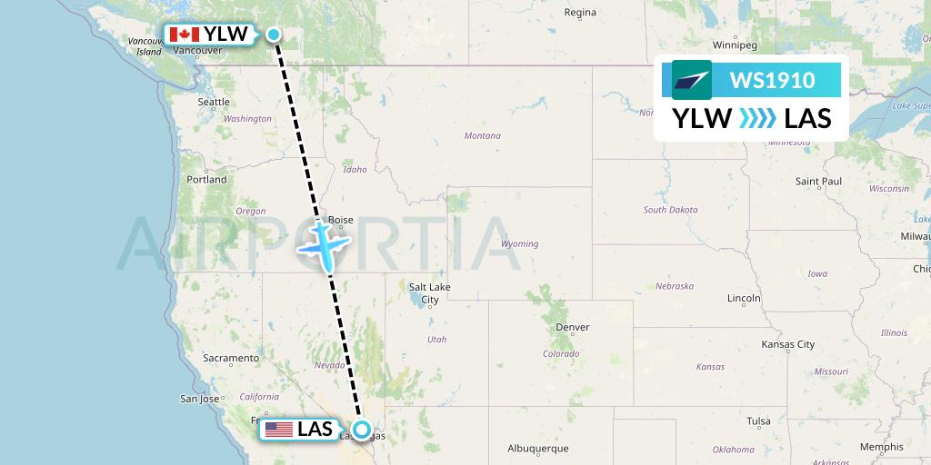 WS1910 Flight Status WestJet Kelowna to Las Vegas (WJA1910)