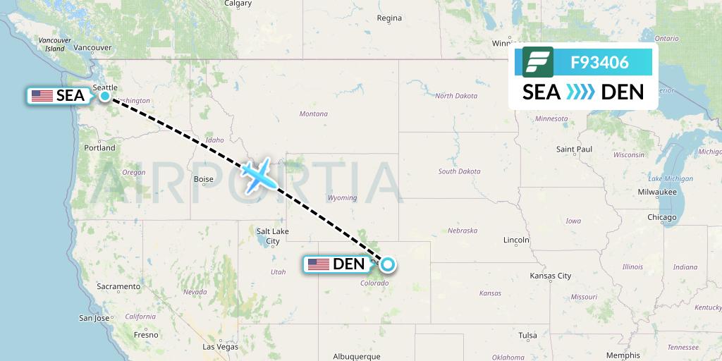 F93406 Frontier Airlines Flight Map: Seattle to Denver