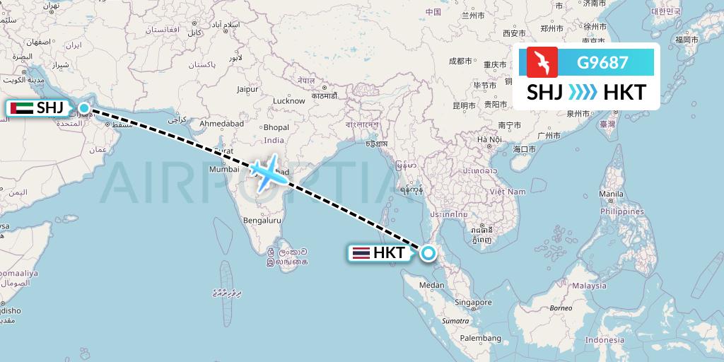 G9687 Air Arabia Flight Map: Sharjah to Phuket