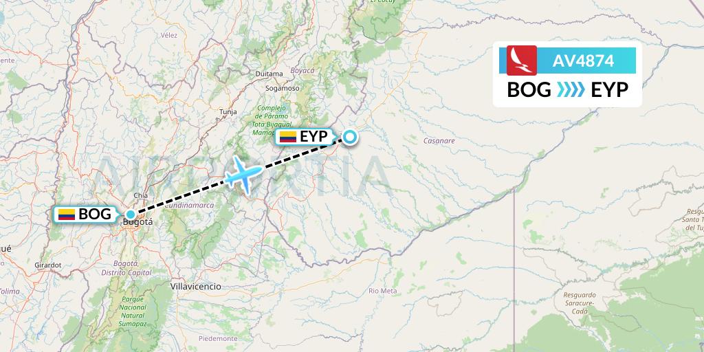 AV4874 Avianca Flight Map: Bogota to Yopal