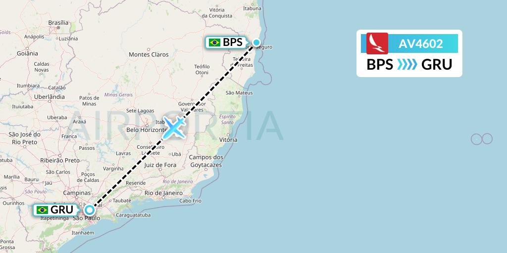 AV4602 Avianca Flight Map: Porto Seguro to Sao Paulo