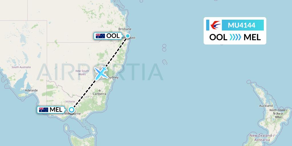 MU4144 China Eastern Airlines Flight Map: Gold Coast to Melbourne