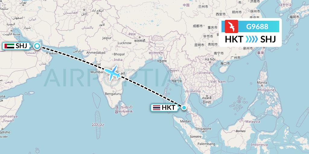 G9688 Air Arabia Flight Map: Phuket to Sharjah