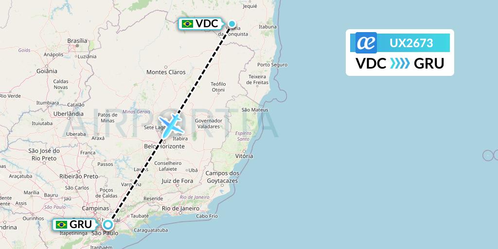 UX2673 Air Europa Flight Map: Vitoria Da Conquista to Sao Paulo