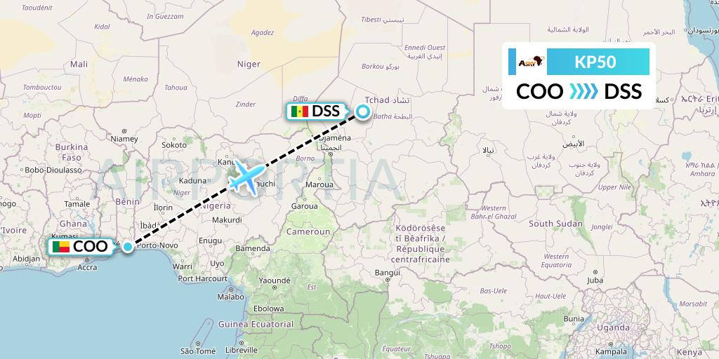 KP50 ASKY Flight Map: Cotonou to Dakar