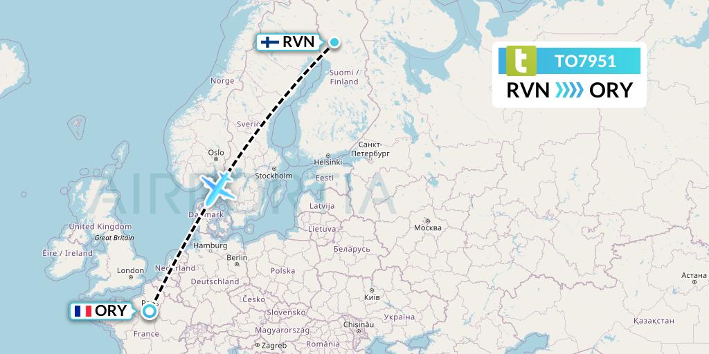 TO7951 Transavia France Flight Map: Rovaniemi to Paris