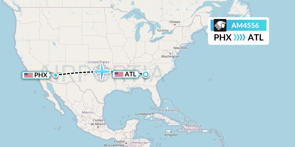 AM4556 Aeromexico Flight Map: Phoenix to Atlanta