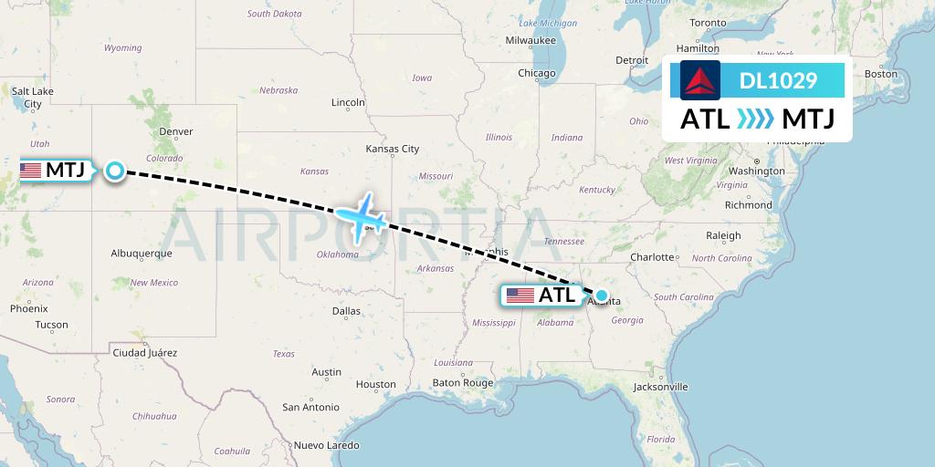 DL1029 Delta Air Lines Flight Map: Atlanta to Montrose