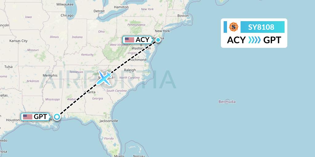 SY8108 Flight Status Sun Country Airlines Atlantic City to Gulfport