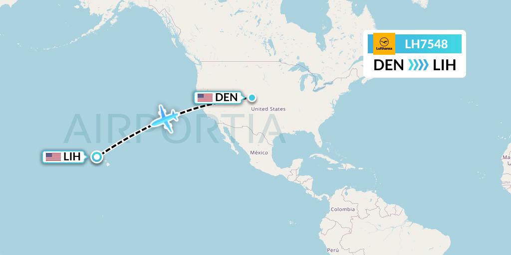 LH7548 Lufthansa Flight Map: Denver to Lihue