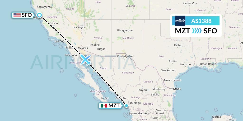 AS1388 Flight Status Alaska Airlines Mazatlan to San Francisco (ASA1388)