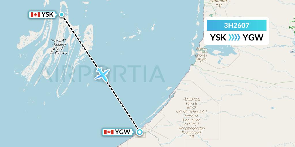 3H2607 Air Inuit Flight Map: Sanikiluaq to Kuujjuarapik