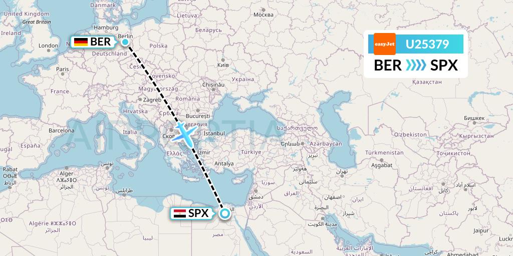 U25379 EasyJet Flight Map: Berlin to Cairo
