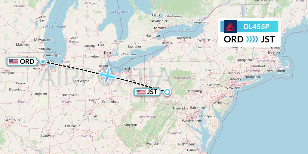 DL455P Flight Status Delta Air Lines Chicago to Johnstown (DAL455P)
