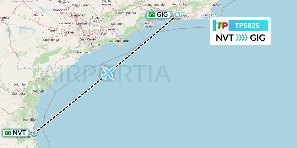 TP5825 TAP Portugal Flight Map: Navegantes to Rio de Janeiro