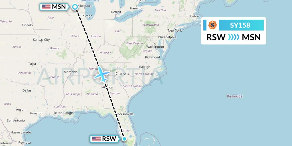 SY158 Flight Status Sun Country Airlines: Fort Myers to Madison (SCX158)
