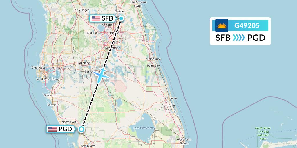 G49205 Allegiant Air Flight Map: Orlando to Punta Gorda