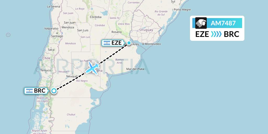 AM7487 Aeromexico Flight Map: Buenos Aires to San Carlos de Bariloche