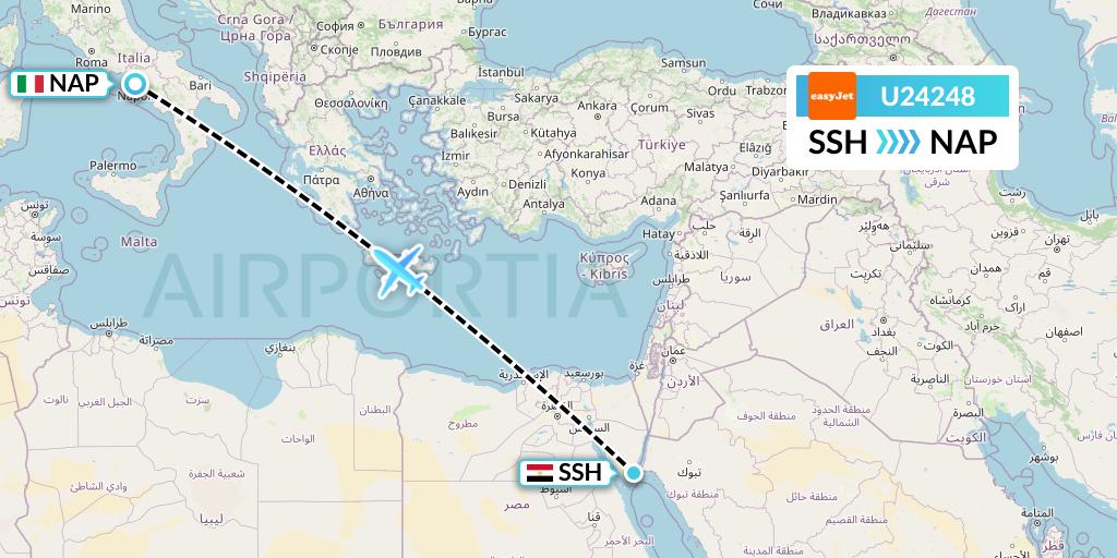 U24248 EasyJet Flight Map: Sharm el-Sheikh to Naples
