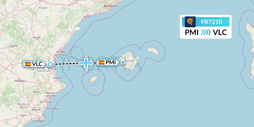 FR7210 Flight Status Ryanair Palma de Mallorca to Valencia (RYR7210)