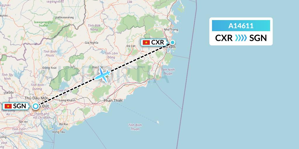 A14611 A.p.g. Distribution Systems Flight Map: Nha Trang to Ho Chi Minh City