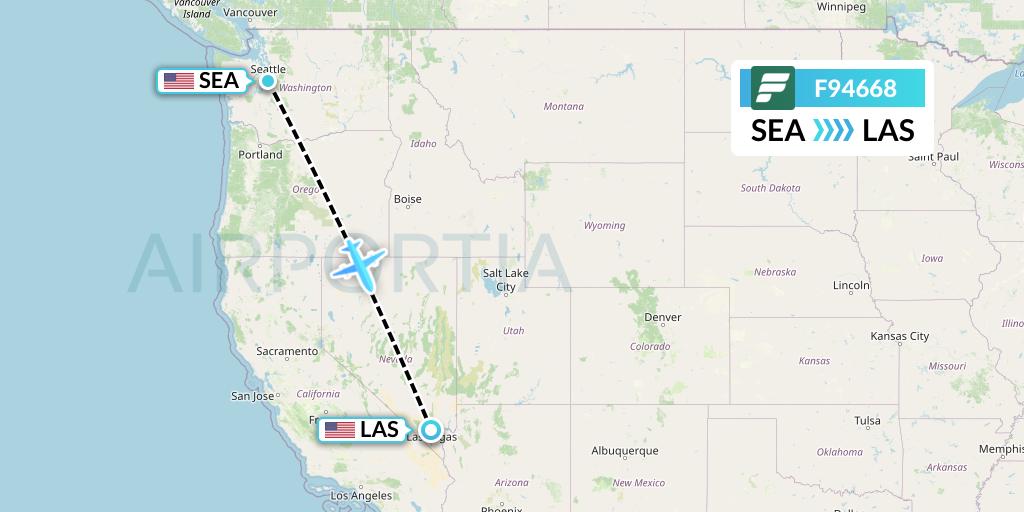F94668 Frontier Airlines Flight Map: Seattle to Las Vegas