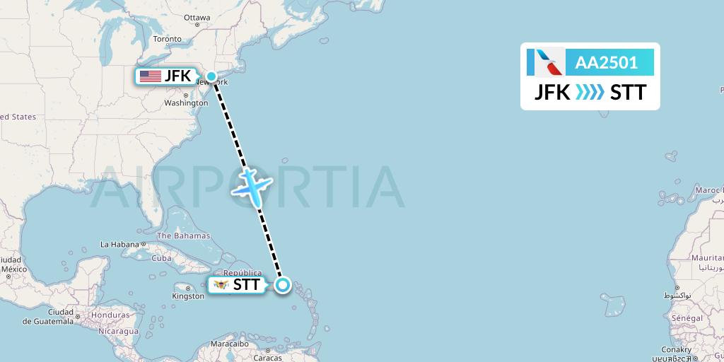 AA2501 Flight Status American Airlines New York to St. Thomas (AAL2501)