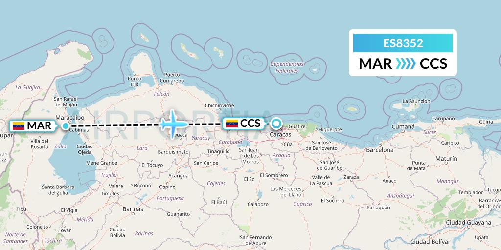 ES8352 Estelar Latinoamerica Flight Map: Maracaibo to Caracas