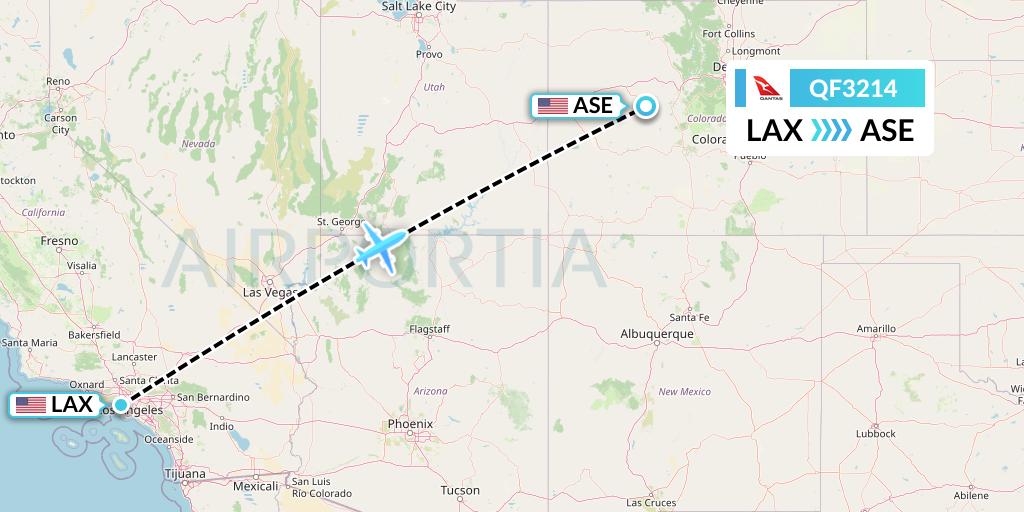 QF3214 Qantas Flight Map: Los Angeles to Aspen