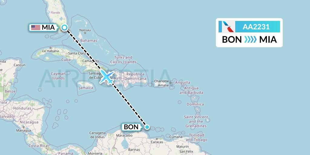 AA2231 Flight Status American Airlines Bonaire to Miami (AAL2231)