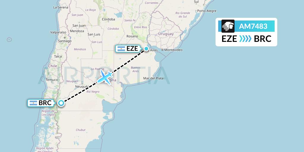 AM7483 Aeromexico Flight Map: Buenos Aires to San Carlos de Bariloche