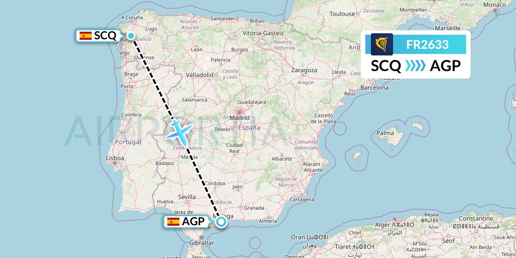 FR2633 Flight Status Ryanair Santiago to Malaga (RYR2633)