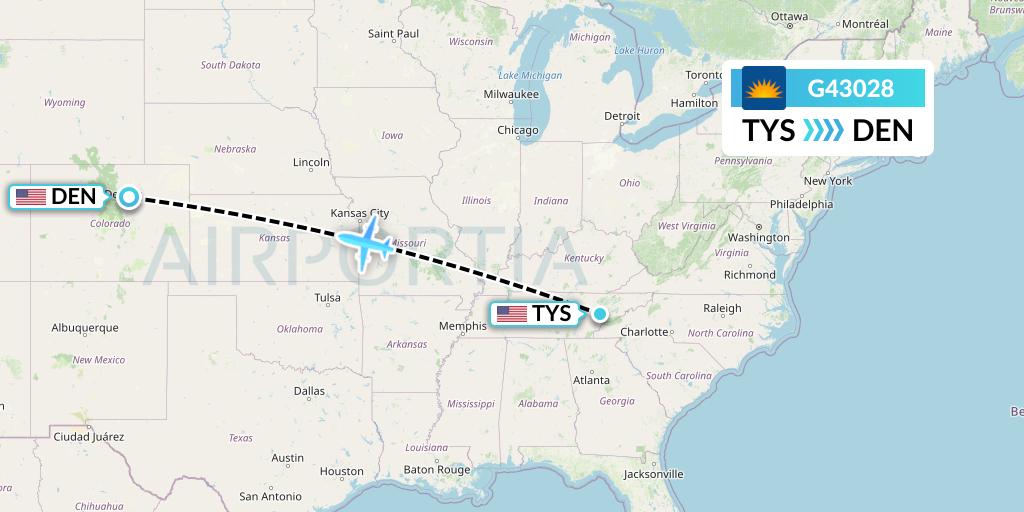 G43028 Allegiant Air Flight Map: Knoxville to Denver