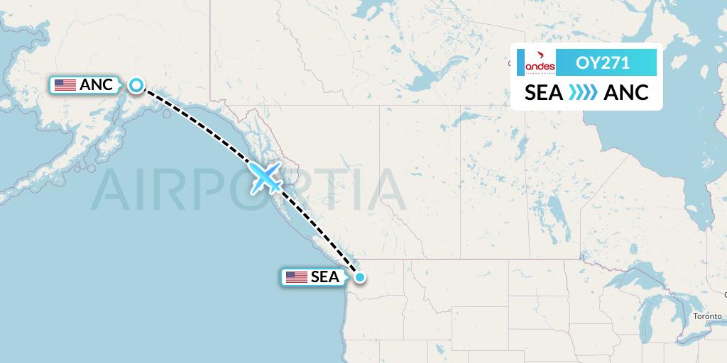OY271 Omni Air International Flight Map: Seattle to Anchorage