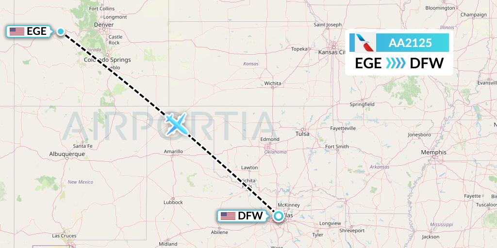 AA2125 American Airlines Flight Map: Eagle to Dallas