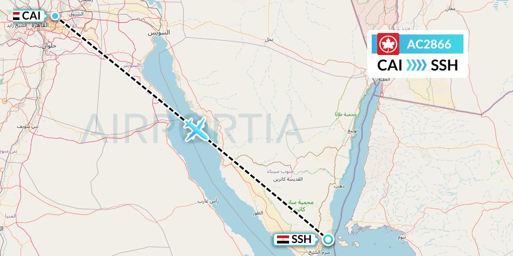 AC2866 Air Canada Flight Map: Cairo to Sharm el-Sheikh