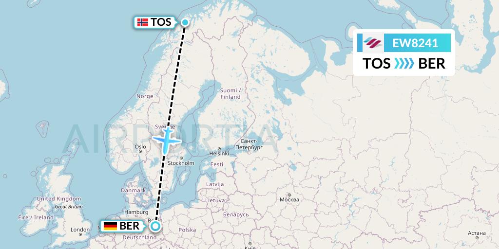 EW8241 Eurowings Flight Map: Tromso to Berlin