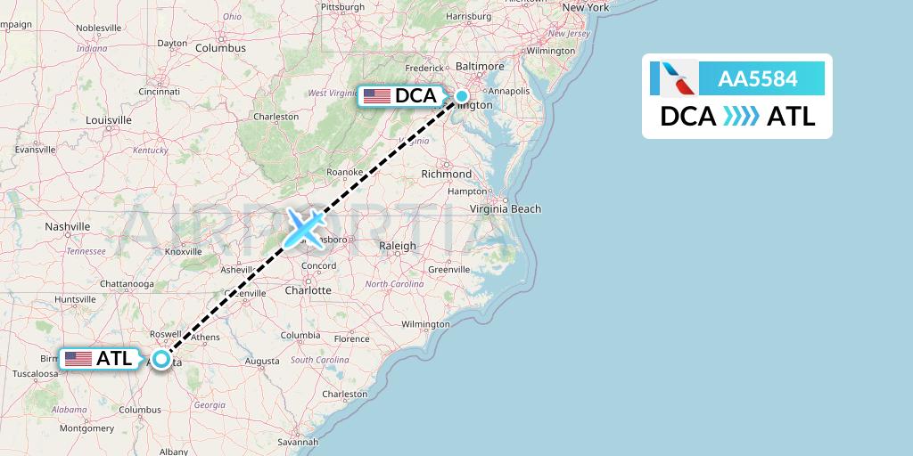 AA5584 American Airlines Flight Map: Washington to Atlanta