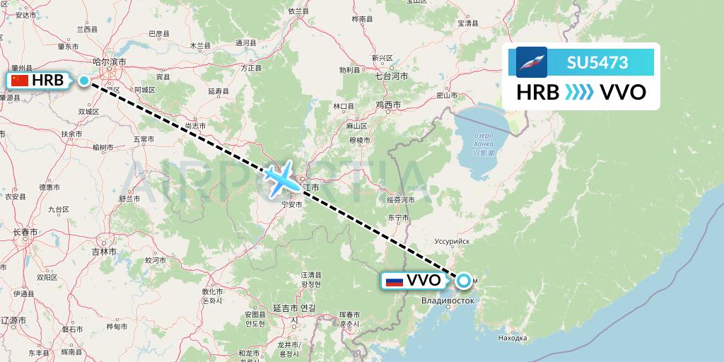 SU5473 Aeroflot Flight Map: Harbin to Vladivostok