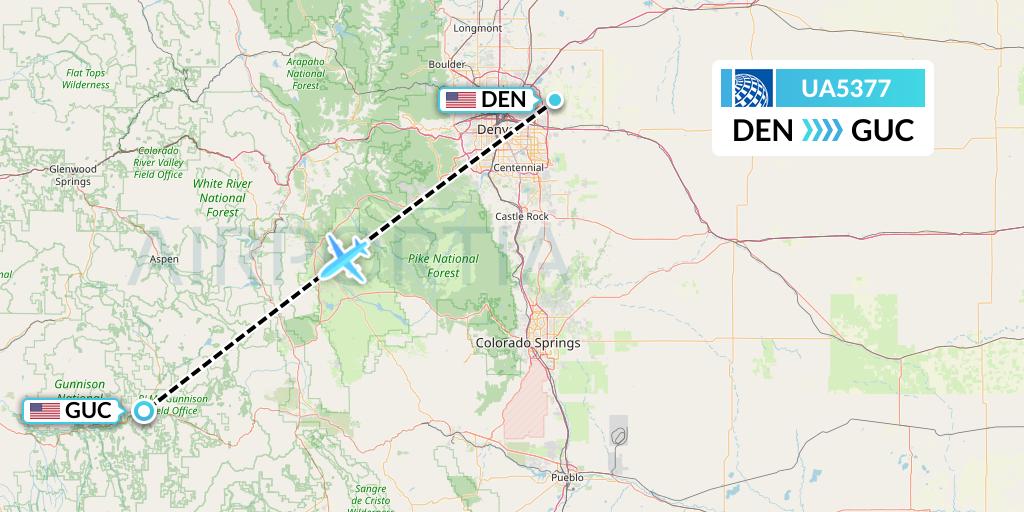 UA5377 United Airlines Flight Map: Denver to Gunnison