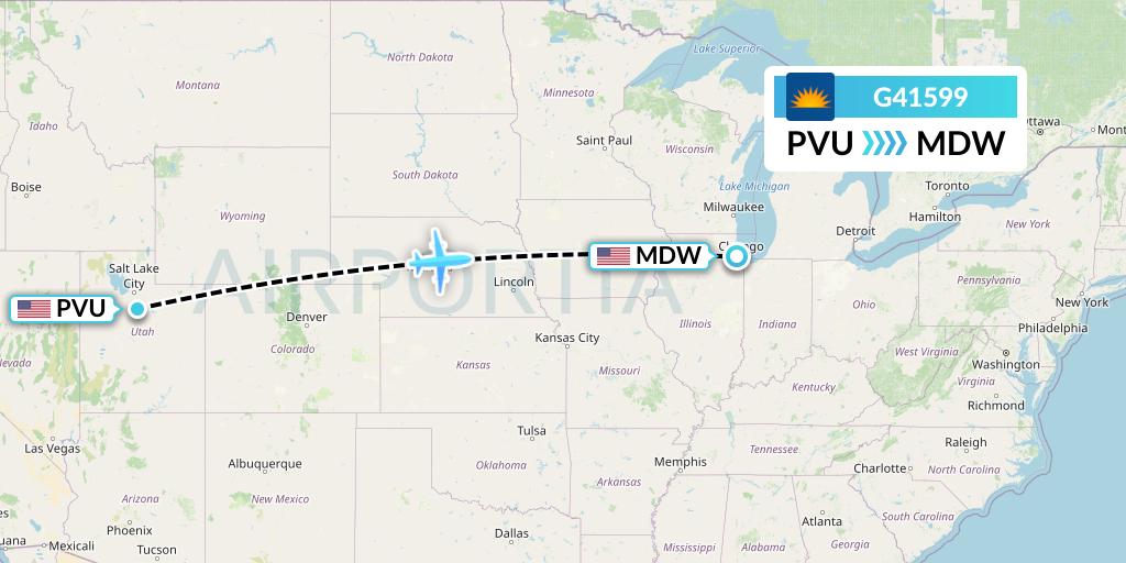 G41599 Allegiant Air Flight Map: Provo to Chicago